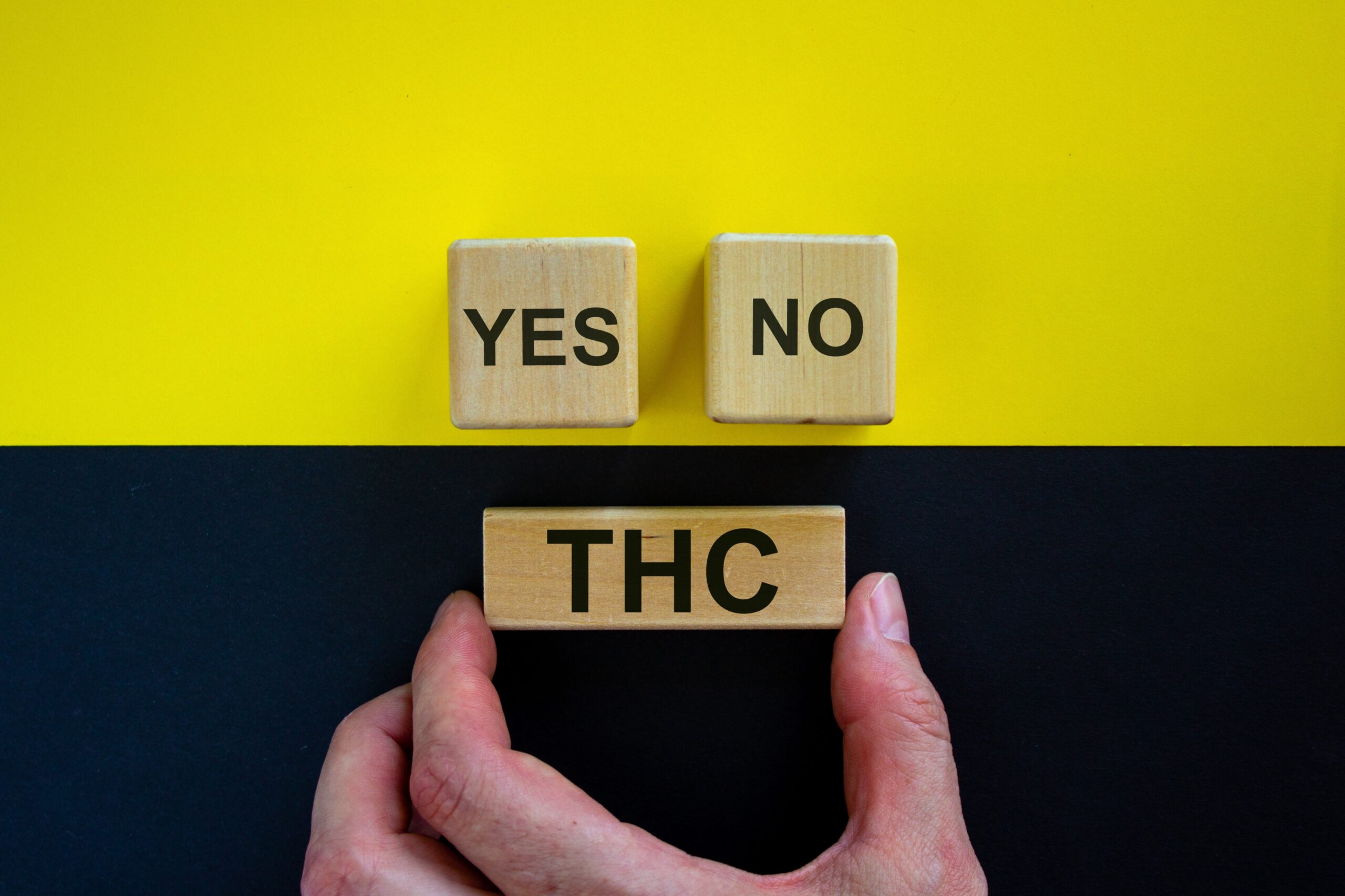 Yes, No, THC blocks with hand