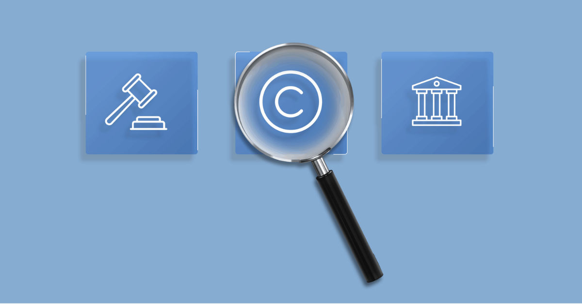 Magnifying glass with copyright symbol